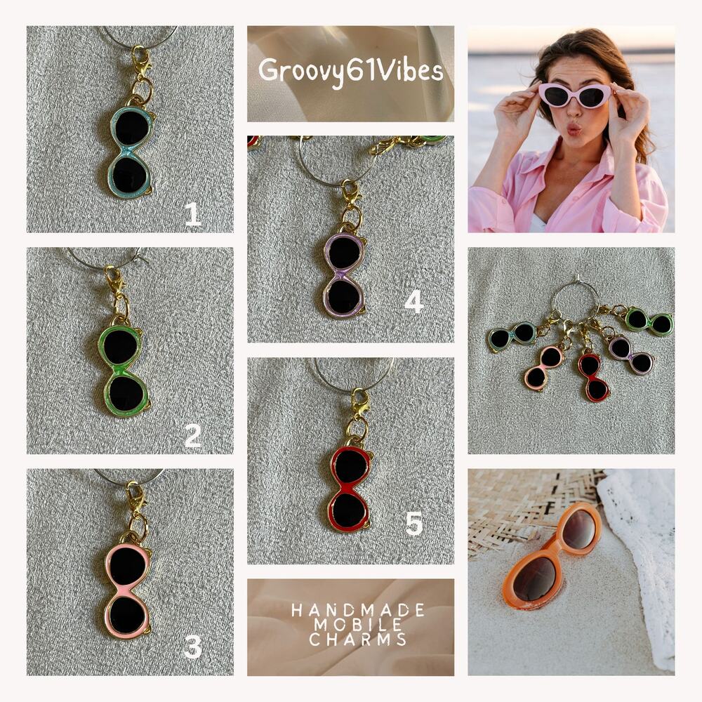 Beach Retro Sunglasses colorful Charms Mobile Stylish Phone Charm
